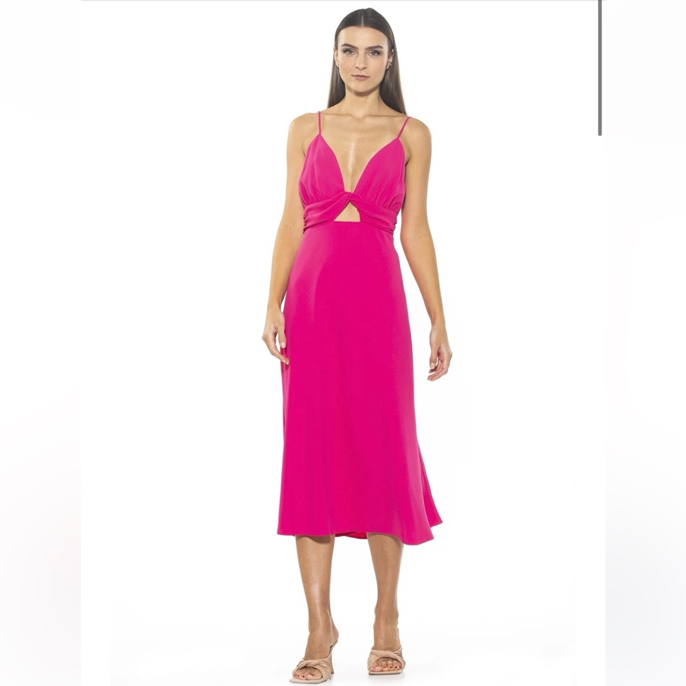 Alexia Admor • Camila midi dress hot pink draped cutout size 4